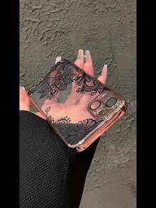 Lace Pattern For 16 Case  16 Promax/16Plus/16Pro/15Plus/15Pro/15Promax/14Plus/14Promax/14Pro/13 Pro Max 12/11  XS/X XSMAX Electroplated Silicone Phone Case, High-Quality 13Pro Transparent Phone Case Soft Case - 黑色 - 查看 6