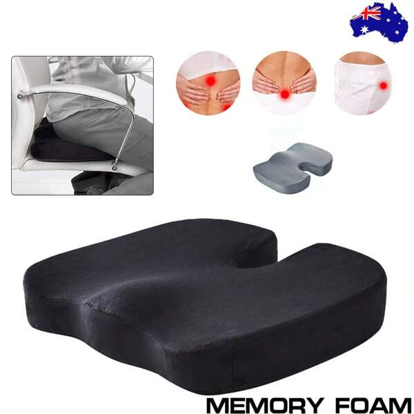 Ergonomic Memory Foam Seat Cushion With Washable Polyester Cover - Orthopedic Support For Office Chair, Car Seat & Home Use - Promotes Posture, Reduces Back Pain, Lightweight & Portable (Black/Gray)