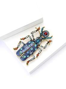 1 pezzo Spilla a forma di scarabeo con cristalli per donna, spille a forma di insetto, da applicare su borsa, maglione, cappotto, cappello, scarpe, vestito, tailleur