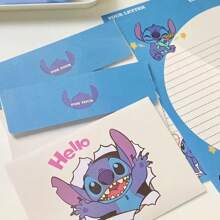 Disney Disney Stitch & Teddy Bear Envelope With Letter Paper Set, Stylish Student Handwritten Birthday Card & Romantic Greeting, Luxury Gift, School Supplies,Back To School