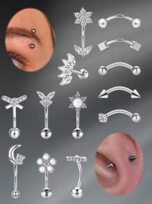 CIZME 16G Rook Earrings Silver Stainless Steel Rook Piercing Eyebrow Rings Body Piercing Jewelery Curved Barbell Cartilage Earring Studs For Women Men Eyebrow Bar Rook Piercing Jewelery
