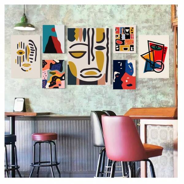 1 pieza Póster abstracto minimalista de moda, moderno, bohemio, vintage, impresión en lienzo para pared sin marco, adecuado para la decoración de salas de estar, dormitorios, salas de estudio, bares, cafeterías