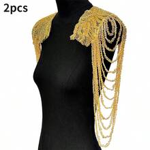 1 chiếc dây tua rua đính sequin trang trí vai/Phụ kiện thời trang cho váy cưới, áo choàng biểu diễn/Miếng vá thêu vàng, phụ kiện trang trí quần áo - Nhiều màu - Xem 11