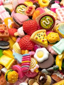 50pcs Mini Food And Beverage Toys Mixed With Resin Food, Mini Kitchen Pretend Game, Adult Mini Food Set (Random). - Multicolor - View 3