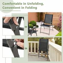 GOFLAME 2 Pieces Patio Folding Chairs, Outdoor Patio Chairs With Rustproof Metal Frame, Outdoor Portable Dining Chairs With Armrests For Deck, Garden, Backyard, Camping - Black - View 5