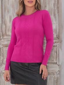 Zalla Women's Knitted Blouse With Front Braids - Purple - View 3