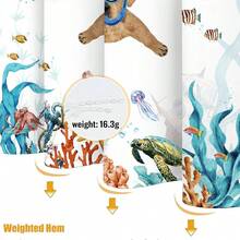 New Fowocu Funny Dog Shower Curtain Teal Blue Sea Ocean Waterproof Fabric Shower Curtains For Bathroom  Animal Octopus Starfish Turtle Anchor Fish Nautical Bath Curtain Dr (72''*72'') - 橘色1 72 英吋寬 x 72 英吋長(1 包) - 查看 6
