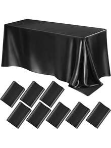 1 pièce Nappe en satin 147*259 cm Nappe rectangulaire Tissu doux en soie Nappe de fête Tissé Convient pour la fête, le dîner de vacances, le banquet de mariage Décoration de table à manger (Plusieurs tailles et couleurs) - Noir - Voir 2