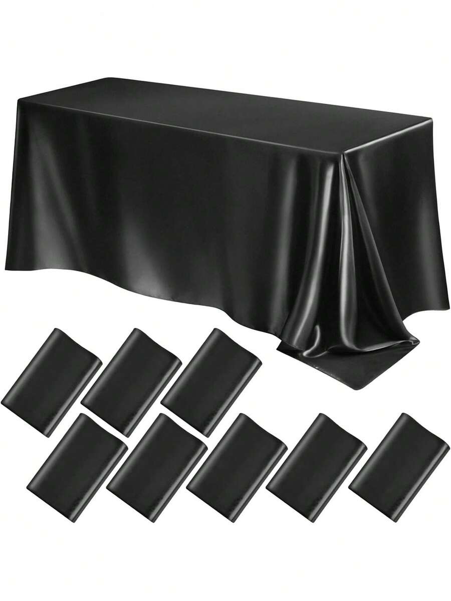 1 pièce Nappe en satin 147*259 cm Nappe rectangulaire Tissu doux en soie Nappe de fête Tissé Convient pour la fête, le dîner de vacances, le banquet de mariage Décoration de table à manger (Plusieurs tailles et couleurs)
