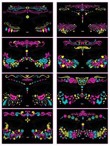 Sticker Pack: 5/3/1pc Essential For Fashion Leader! Neon Headpiece Decorative Stickers, Perfect For Music Festivals, Costume Parties, Graduation/Back To School Parties, Your Exclusive Nightclub Look, Express Your Personalized And Let Your Beauty Shine At Night! - MultiWarna - View 16