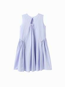 Balabala Girls' Sleeveless Cotton Floral Bubble Dress, Summer - Pink Purple - View 2