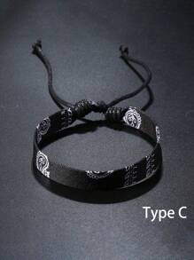 1 pièce Bracelet en tissu tressé fait main à la mode arabe, de couleur unie ou multicolore. (Le motif à rayures peut être aléatoire)