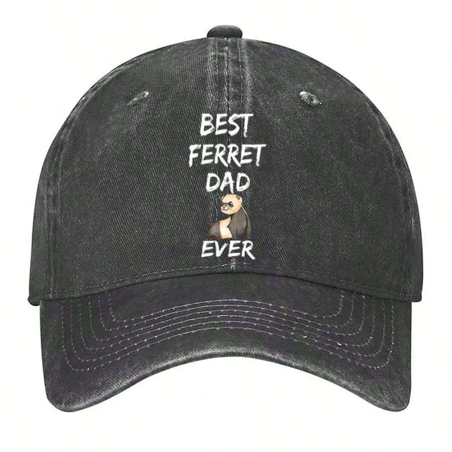 Mejores gorras de béisbol lavadas para el mejor papá de hurón - Negro - Ver 1