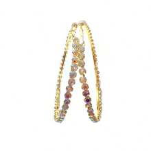 1 对 4 厘米 - 10 厘米白色水晶圆形耳环，金色 - AB 金黃色 - 查看 4