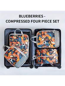 4Pcs/Set High-Quality Print Compression Storage Bag Set, Travel Business Trip Luggage Clothes Organizer Underwear Clothes Organizing Storage Bag - Multicolor - View 15