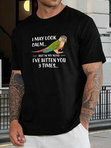 Camiseta divertida de loro Conure - Camiseta adorable para amantes de las aves para hombres y mujeres - Regalo único para dueños de mascotas - Camiseta gráfica de algodón suave - Ropa informal para entusiastas de los animales - Negro - Ver 1