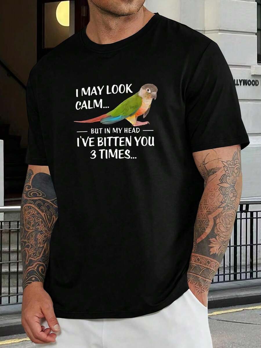 Camiseta divertida de loro Conure - Camiseta adorable para amantes de las aves para hombres y mujeres - Regalo único para dueños de mascotas - Camiseta gráfica de algodón suave - Ropa informal para entusiastas de los animales - Negro - Ver 1