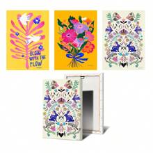 1pc Wall Arts Posters Optional Frame Modern Maximalist Art Poster Pink Floral Wall Art Picture Bright Colors Boho Art Print Canvas For Modern Living Room Bedroom Home Decor