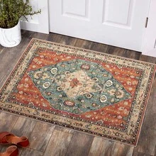 1/2 Juego de alfombra de área estilo vintage lavable, alfombra interior para dormitorio, sala de estar, pasillo - Decoración del hogar, naranja - Naranja - Ver 23