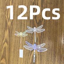 12/24Pcs(12Pcs/Pack) 3D Wall Sticker Dragonfly Party Decoration Festival Supplies Arched Door Decorations DIY Home Room Wedding Decor Table Centerpieces Accessories Valentine's Day Mother's Day 12 Themes For 12 Festival