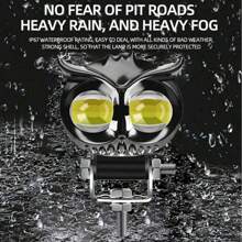 Heyword Heyword The Two-Color Motorcycle Headlight Features An Owl Design With Four Modes Of Auxiliary Spotlights, Motorcycle Scooter Fog Lights, And Driving Lights