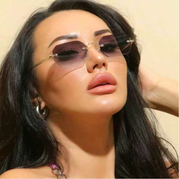1pc Men/Women Mini Hexagon Frameless Vintage All-Metal Fashion Glasses, Gradient Color, Suitable For Street, Beach, Commute, Travel, Classic Retro Fashion Eyewear. UV400 Protection
