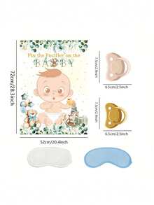 28 chiếc-Ghim núm vú giả vào trò chơi tiệc cho bé Sage Green Đồ trang trí tiệc mừng em bé Ghim núm vú giả vào trò chơi tiệc mừng em bé với áp phích 24 miếng dán Trò chơi bịt mắt cho tiệc mừng em bé Sage Green Đồ dùng tiệc mừng em bé, Trò chơi tiệc mừng em bé - Nhiều màu - Xem 3