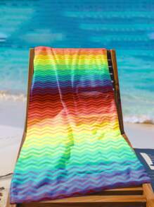 1 pièce Serviette de plage à rayures arc-en-ciel, serviette de plage en microfibre, serviette de plage super absorbante, serviette de très fort grammage, serviette de plage de voyage, serviette de piscine de sport, serviette de camping de salle de bain, serviette de yoga pour filles femmes adultes