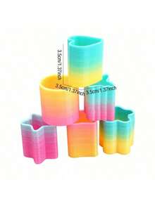 2/12/15/18/24/30/36/48 件春季彩虹派对礼物，迷你塑料弹簧减压玩具，减压线圈迷你弹簧散装玩具嘉年华奖品生日，糖果袋 - 彩色 - 查看 7