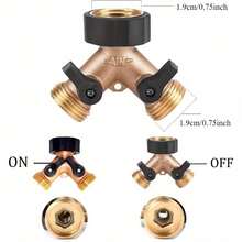 2 Way Garden Hose Splitter, 2-Way Tap Connector With Individual On/Off And Two Quick Connector, 3/4inch/0.75cm Tap Y Splitter Brass Hose Connector - Multicolor - View 5