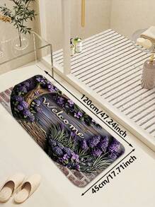 1 pieza Alfombrilla de baño de dióxido de silicio con diseño de flor de hortensia, antideslizante y cómoda, con patrón de grano de madera, adecuada para uso en interiores/exteriores en la entrada, balcón, sala de estar, lavandería y baño, alfombra de bienvenida para decoración de habitaciones, vuelta al cole