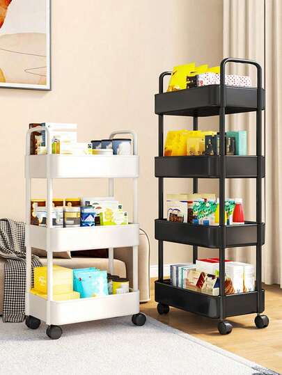 Portable Wheeled Rolling Cart - Detachable Plastic Storage Organizer Rack, Multipurpose For Toiletries, Cosmetics, Snacks, Suitable For Office, Kitchen, Bathroom, Bedroom, Dorm