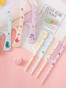 2件/4件/套可爱卡通动物造型防静电牙刷套装，宽齿梳和细齿梳，适合婴幼儿，随机印花位置/颜色