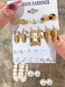 24pcs/12 Pairs Women Pearl Earring Set, Elegant Style Suitable For Daily Wear, Dating, Party, Holiday Gift