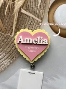 Rozwijany identyfikator pielęgniarki w kształcie serca | Identyfikator pielęgniarki | Niestandardowy magnetyczny identyfikator | Rozwijany uchwyt na klips dla studentów, karta identyfikacyjna lekarza, stop cynku