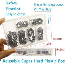 New Fishing Hooks Saltwater Circle Hooks For Catfish And Octopus, 150pcs Fish Hooks For Fishing Tackle And Gear, 6 Siz Saltwater Fishing Lur, Black High Carbon Steel  Portable Plastic Box - 1 0 2 0 3 0 4 0 5 0 6 0 1 0 2 0 3 0 4 0 5 0 6 0 - View 5