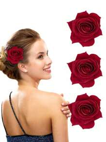 3 szt. spinki do włosów dla kobiet 2,7 cala, spinka do włosów z różą, broszka z różą, spinki kwiatowe dla kobiet, dziewcząt, na wesele, spinki do włosów, klamry do włosów, artykuły szkolne