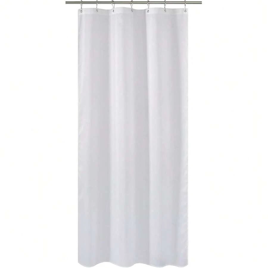 New N&Y HOME Fabric Shower Curtain Liner Long Stall Size 42 Width X 78 Length Inches, Hotel Quality, Washable, White, 42x78 - White 42"W x 78"L (Pack of 1) - View 1
