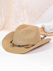 Um Pacote de Chapéu de Palha de Verão Leve Cáqui para Mulheres, Respirável e Confortável, Leve e Conveniente, Chapéu Solar Primaveril à Prova de Vento e com Proteção Solar, que Destaca o Rosto com Elegância e Delicadeza, Ideal para Passeios, Compras, Férias e Uso Diário!