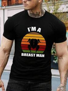Camiseta divertida de Acción de Gracias para hombre y joven - Camiseta gráfica con estampado de pecho de pavo. Regalo ideal para fiestas. Algodón suave. Uso informal. - Negro - Ver 1