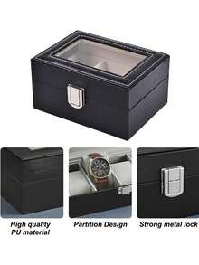 1 pieza/Caja de exhibición de relojes, caja de almacenamiento de relojes de lujo de gran capacidad, caja de almacenamiento de relojes con cubierta de polvo transparente, almohada de reloj desmontable, decoración del hogar, exhibición de la sala de estar, regalo para hombres, regalo del Día de San Valentín, regalo de Pascua, regalo festivo.