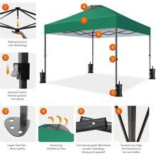 Amada 10x10ft 1-Person Setup Pop Up Canopy Tent - Easy Outdoor Sun Shade For Events, Parties, Camping, Gazebo With Wheel Cover Bag, Beach Tent With 3-Speed Adjustable Height,Blue - 綠色 - 查看 3