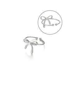 1 pieza Anillo abierto con lazo de moda para mujer, color dorado, de acero inoxidable con diseño geométrico, joyería diaria para fiesta, regalo del Día de la Madre