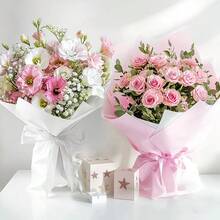 40 Sheets Floral Wrapping Paper, Solid Color, Approx. 22*22 Inch, Plastic Material, Gift Packaging, Party Decoration, Flower Gifting, Suitable For Valentine's Day, Mother's Day, Christmas, Wedding, Birthday Party, Anniversary And Any Occasions