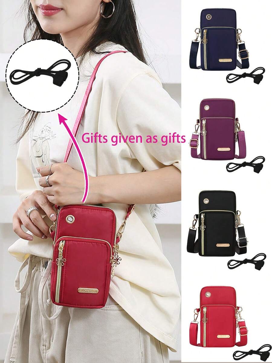 1pc Mini Crossbody Bag With Earphone Anti-Lost Strap,Small Shoulder Bag,Small Shoulder Bag With Earphone Jack,Crossbody Bag With Adjustable Shoulder Strap,Portable Coin Purse,Four Colors Available, Multi-Layer Crossbody Bag, Large Capacity,Very Suitable For Commuting, Traveling, Hiking And Other Occasions,Also A Great Choice For Various Holiday Gifts - Multicolor - View 1