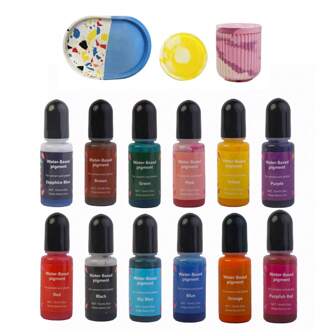 12 Colors Epoxy Resin Pigments Liquid Colorant High Concentrated Resin Color Pigment For Water Activated Plaster Powder Crafts Making DIY Home Art