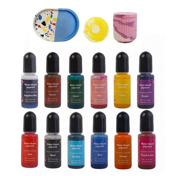 12 couleurs de pigments de résine époxy, colorants liquides à haute concentration. Pigments de couleur pour la résine, poudre de plâtre activée à l'eau, artisanat DIY et art à la maison