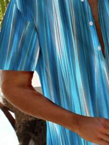 Plus Size Men's Colorblock Single-Breasted Casual Summer Fashion Shirt 032
