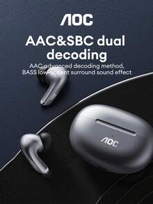 AOC ACT2501 极简蓝牙耳机，5.4 立体声，高音质，音乐和游戏低延迟，长电池寿命，智能降噪，舒适的硅胶无线耳机，适用于智能手机和笔记本电脑 - 彩色 - 查看 3