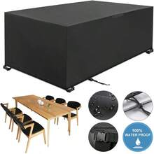 Patio Furniture Cover, Waterproof, Suitable For Coffee Table Cover, Practical Rectangular Outdoor Table Cover, Dimensions 242 X 162 X 100 Cm, Black